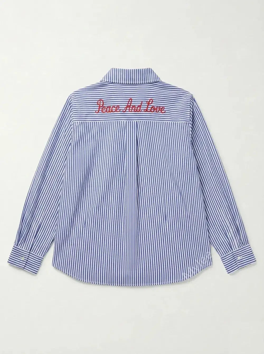 Randig Skjorta Peace And Love - Blå/Vit med Hjärtbroderi