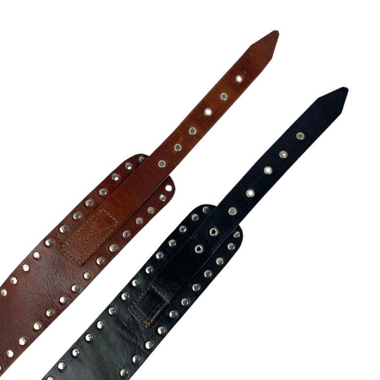 Exklusivt Handgjort Läderbälte med Sidonitar: Svart