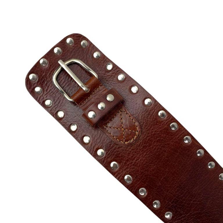 Exklusivt Handgjort Läderbälte med Sidonitar: Svart