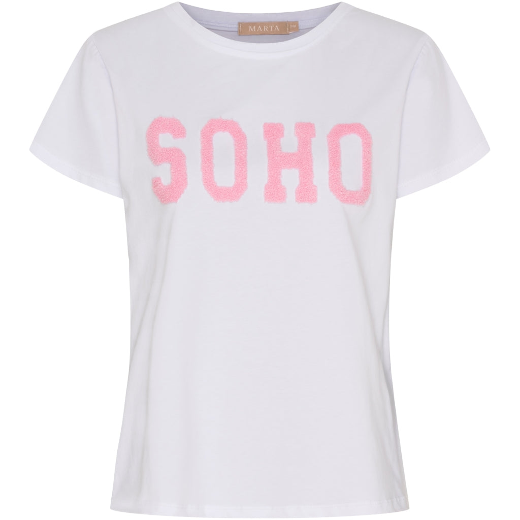 SOHO T-shirt - Vit med Rosa Text