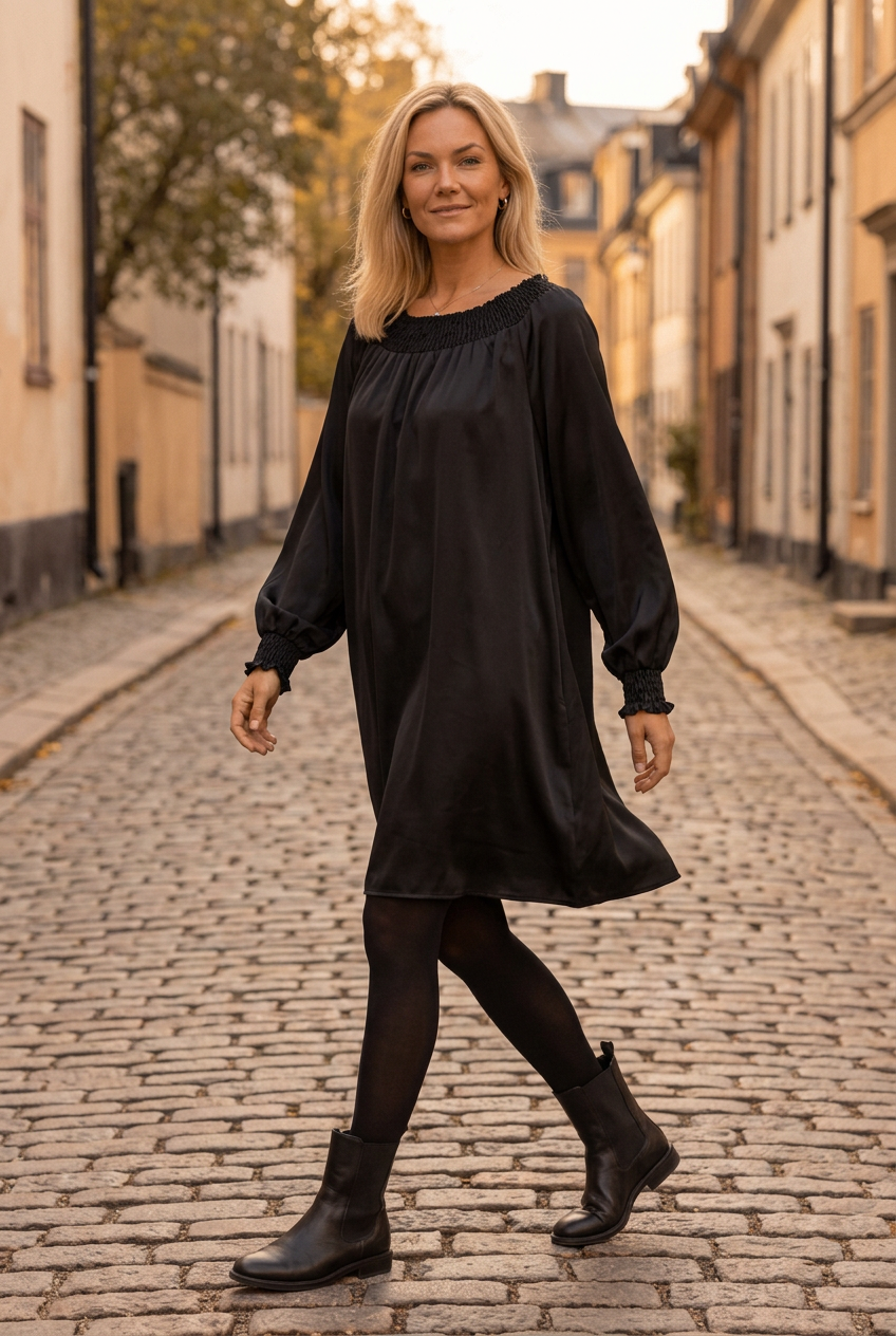 Lazise – Svart klänning med smock | Marta du Chateau