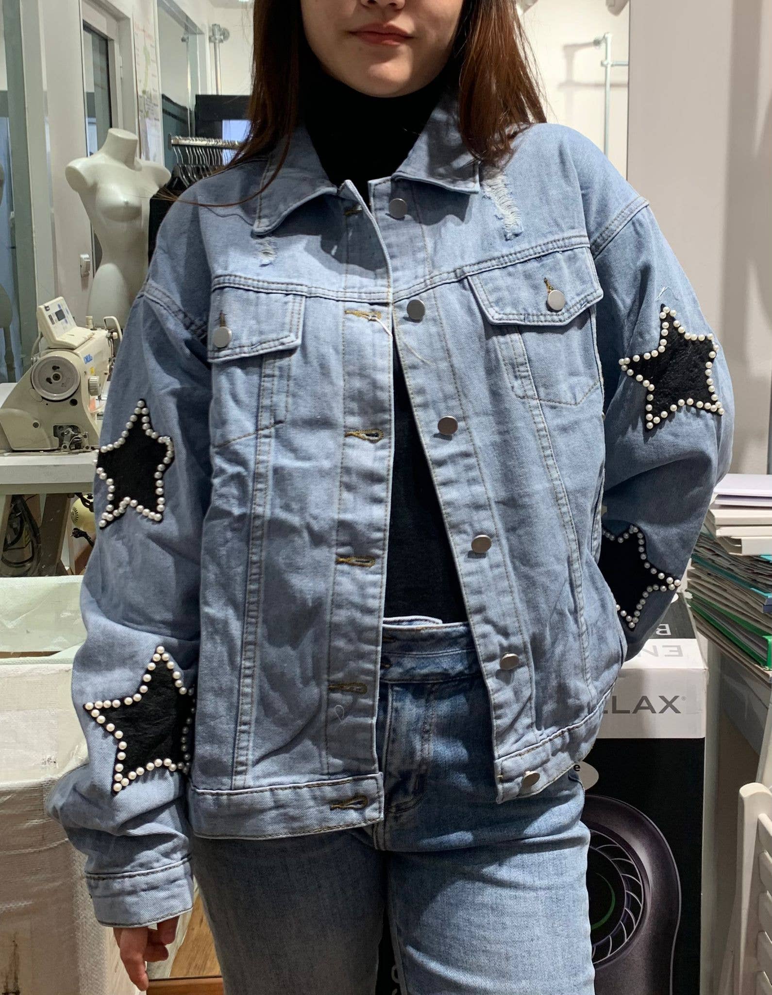 Starstruck Denim Jacket – Light Blue