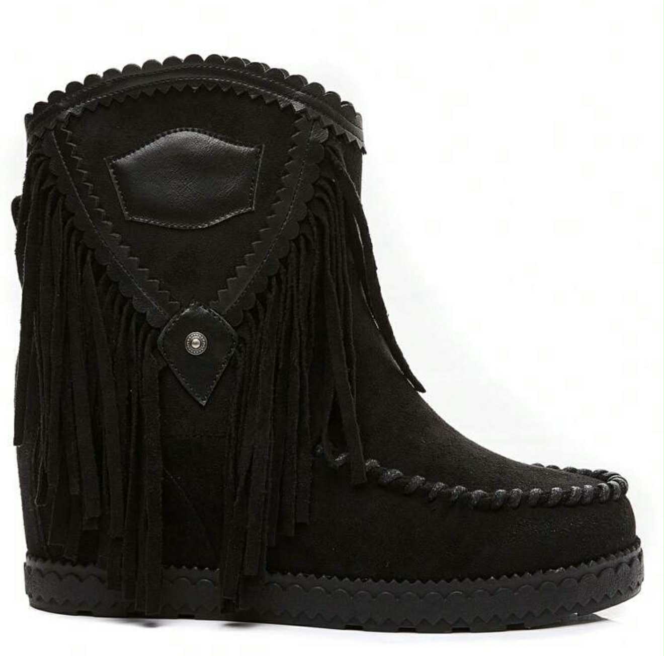 Fringe boots Black - Boho boots med fransar