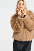 Monroe Short Jacket Fake Fur Camel - Kort Pälsjacka Costamani