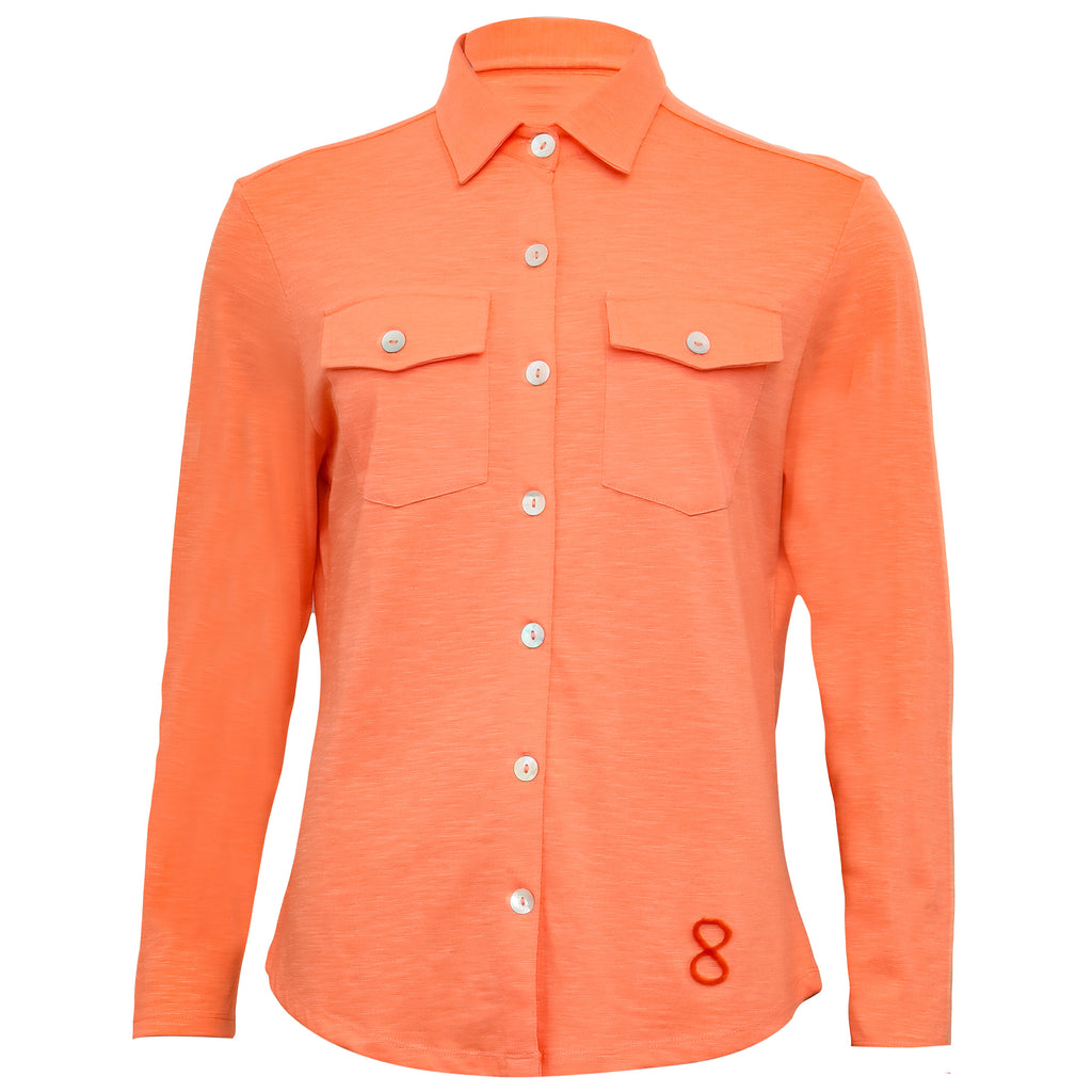 Logo Basic Shirt Orange Vit - Bomullsskjorta Costamani