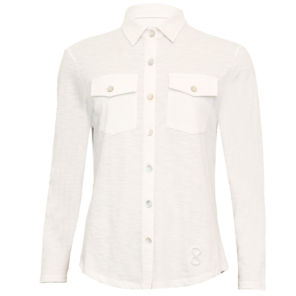 Logo Basic Shirt Orange Vit - Bomullsskjorta Costamani