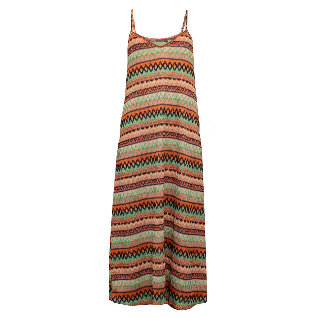 Belis Strap Dress Coral Missioni - Maxiklänning Costamani
