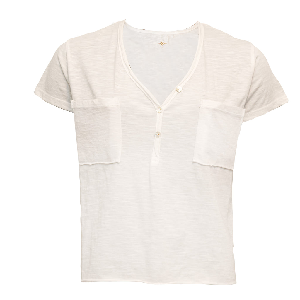 Pocket T-shirt White Coral - Bomulls T-shirt Costamani