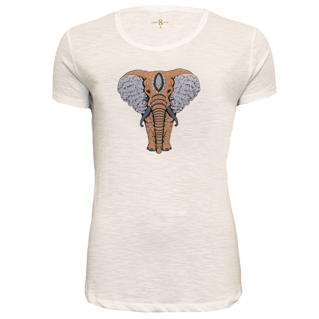 Elephant T-shirt Blue Coral - Bomulls T-shirt Costamani