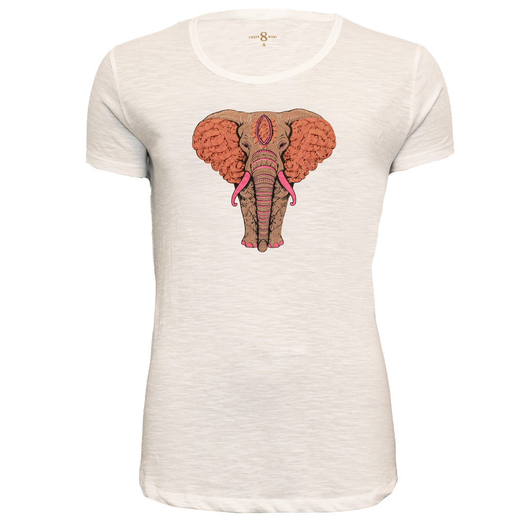 Elephant T-shirt Blue Coral - Bomulls T-shirt Costamani