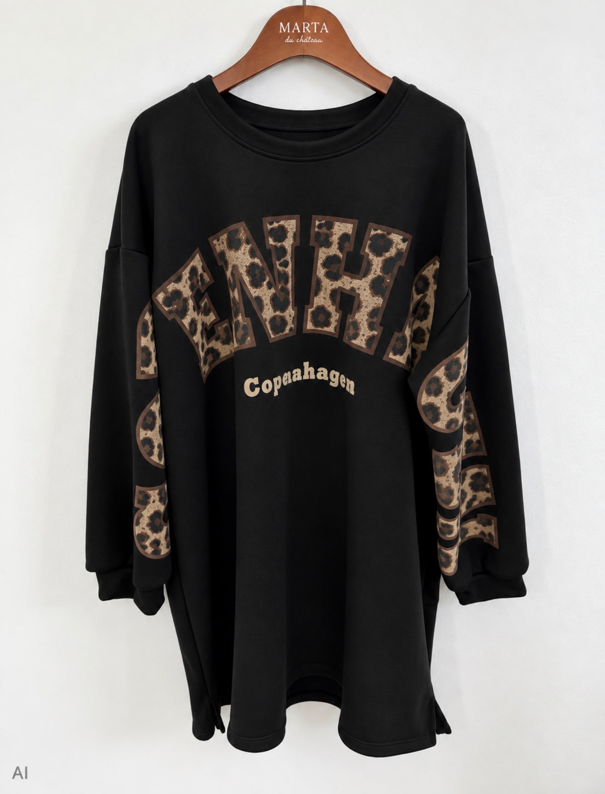 Cannes oversized sweatshirtklänning med leopardtryck – Marta du Chateau