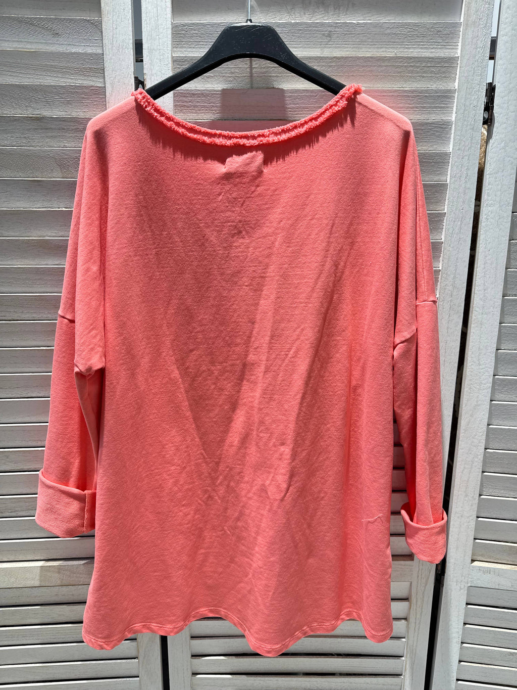 Långärmad Tröja med Mjukt Hjärtmotiv - Korall