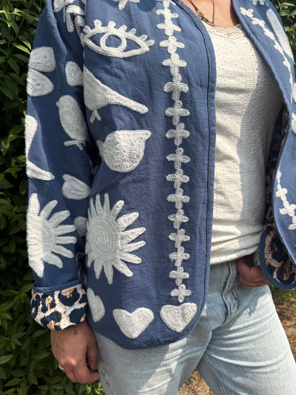 Bomullsbroderijacka DREAM blå