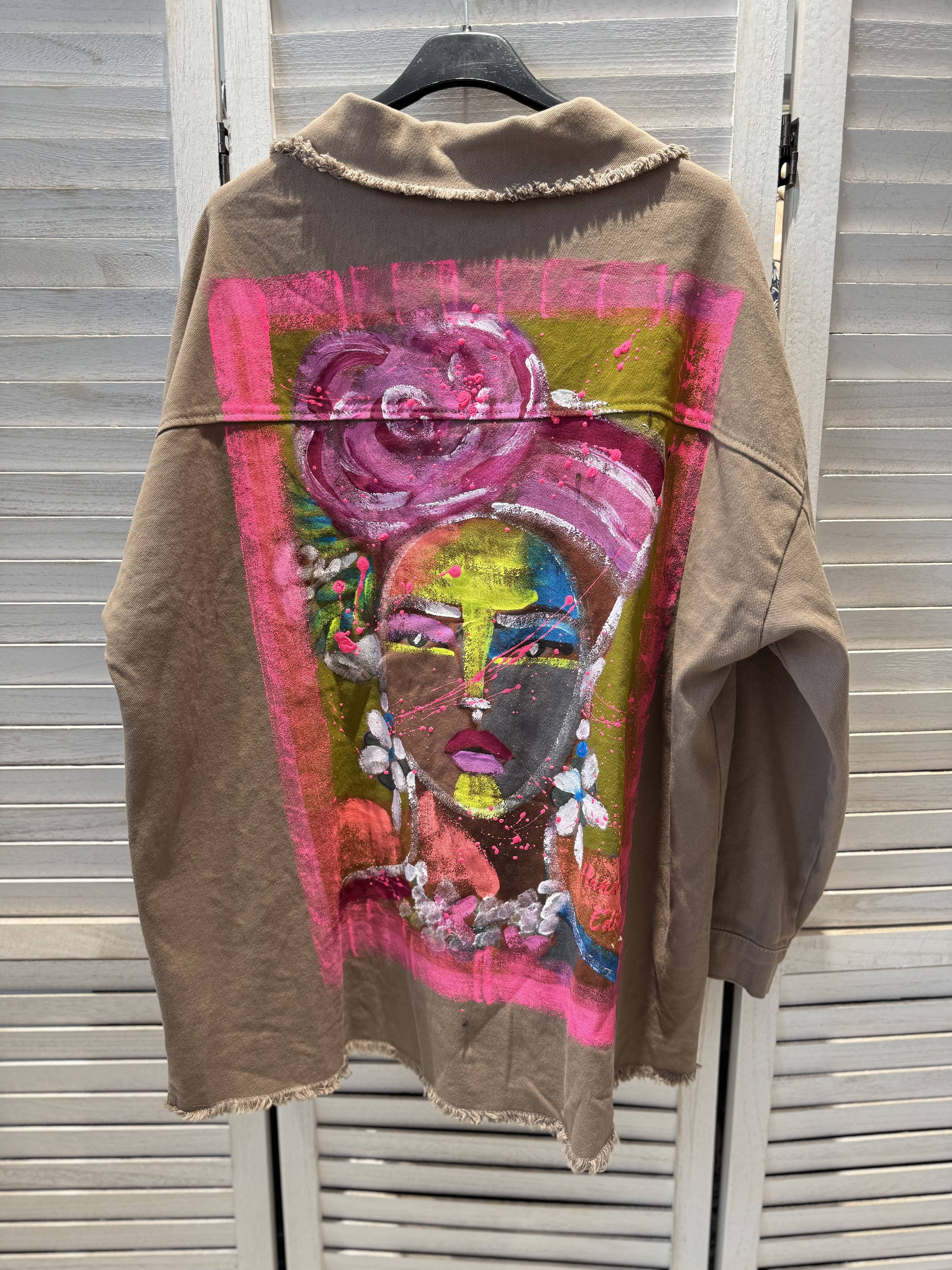 Handpainted Frida Style jacket - brun