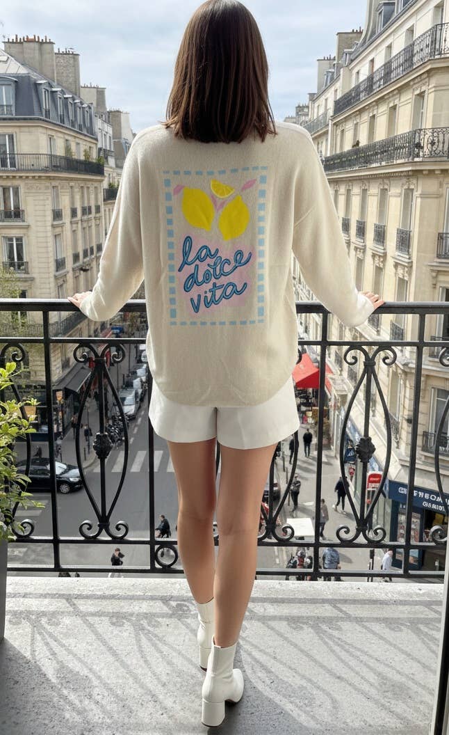 Tröja Dolce Vita - Beige med Citronbrodyr