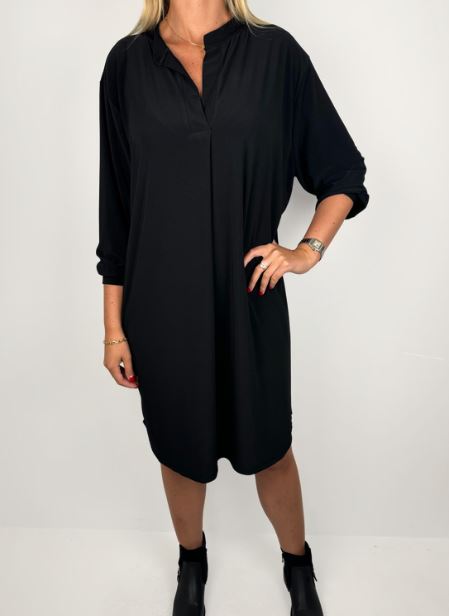 Celine Shirt Dress – Black