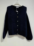 Cardigan in kid mohair and wool Navy
