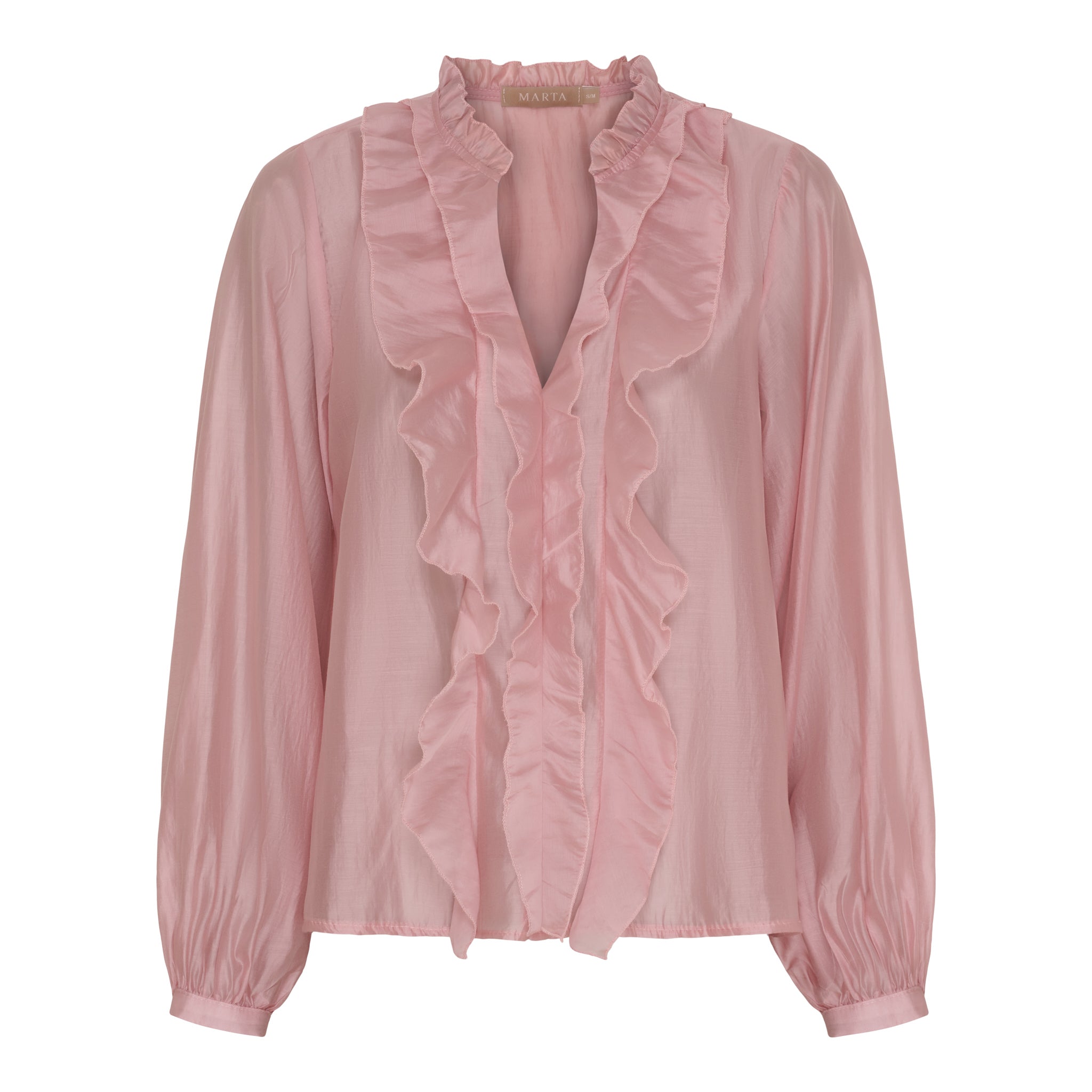 Marta du Chateau Naira Shirt – Romantisk Ruffelblus i Rosa