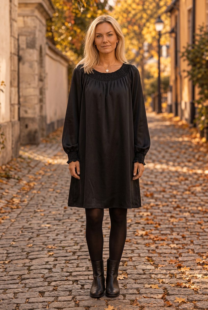 Lazise – Svart klänning med smock | Marta du Chateau