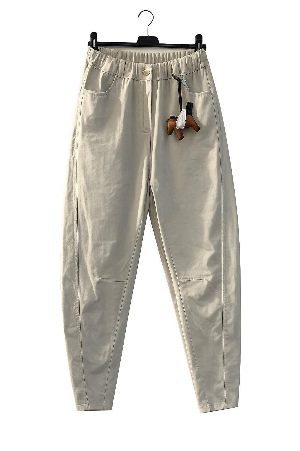 Beige Morotsbyxor i Stretchbomull - Avslappnad Chic Carrot Pants