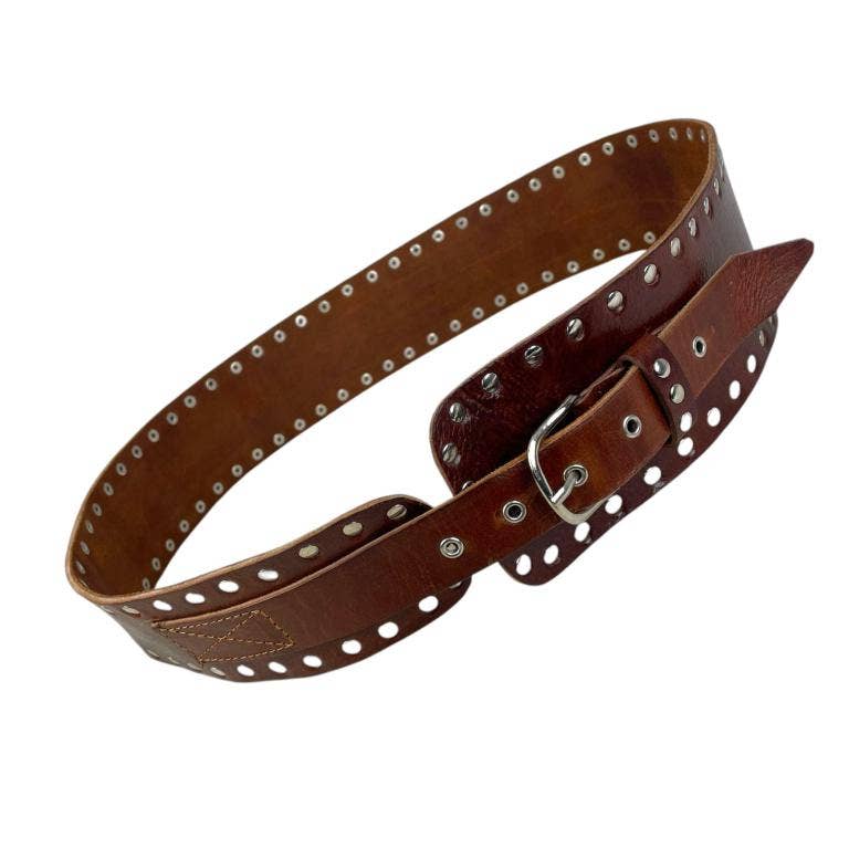 Exklusivt Handgjort Läderbälte med Sidonitar: Svart