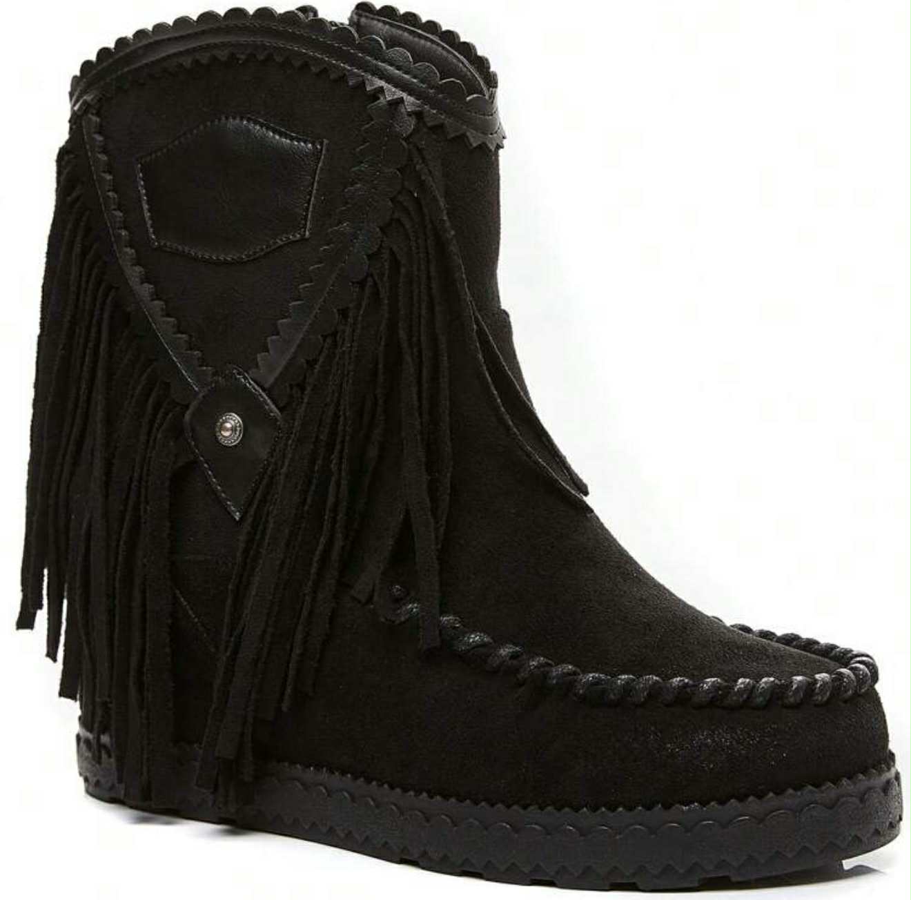 Fringe boots Black - Boho boots med fransar