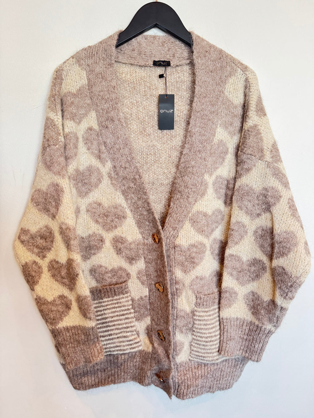 Cardigan Hjärta - Mjuk Hjärtmönstrad Kofta med Knappar