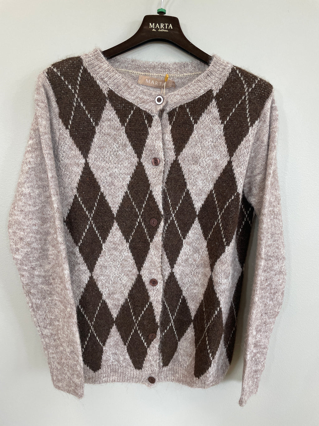 Novara stickad cardigan med argylemönster – Marta du Chateau