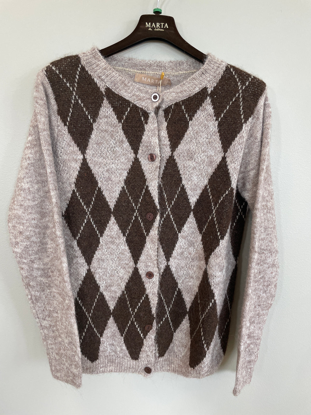 Novara stickad cardigan med argylemönster – Marta du Chateau