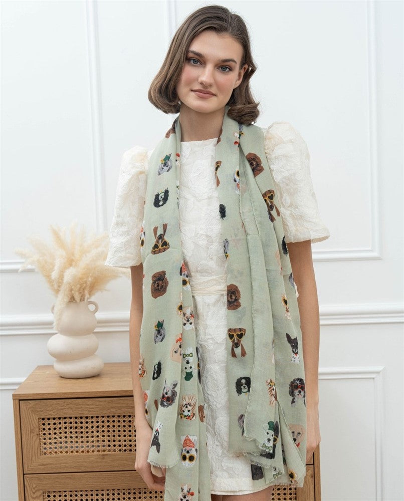 Sjal med Hundporträtt - Lyxig Scarf med Hundmotiv