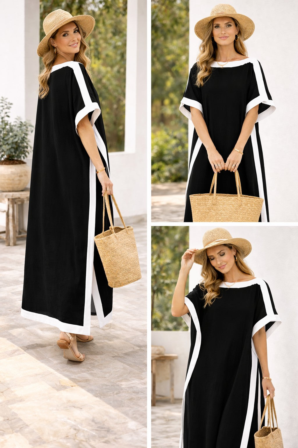 Diza Maxi Klänning / Kaftan Svart – Flödande Boho-Stil