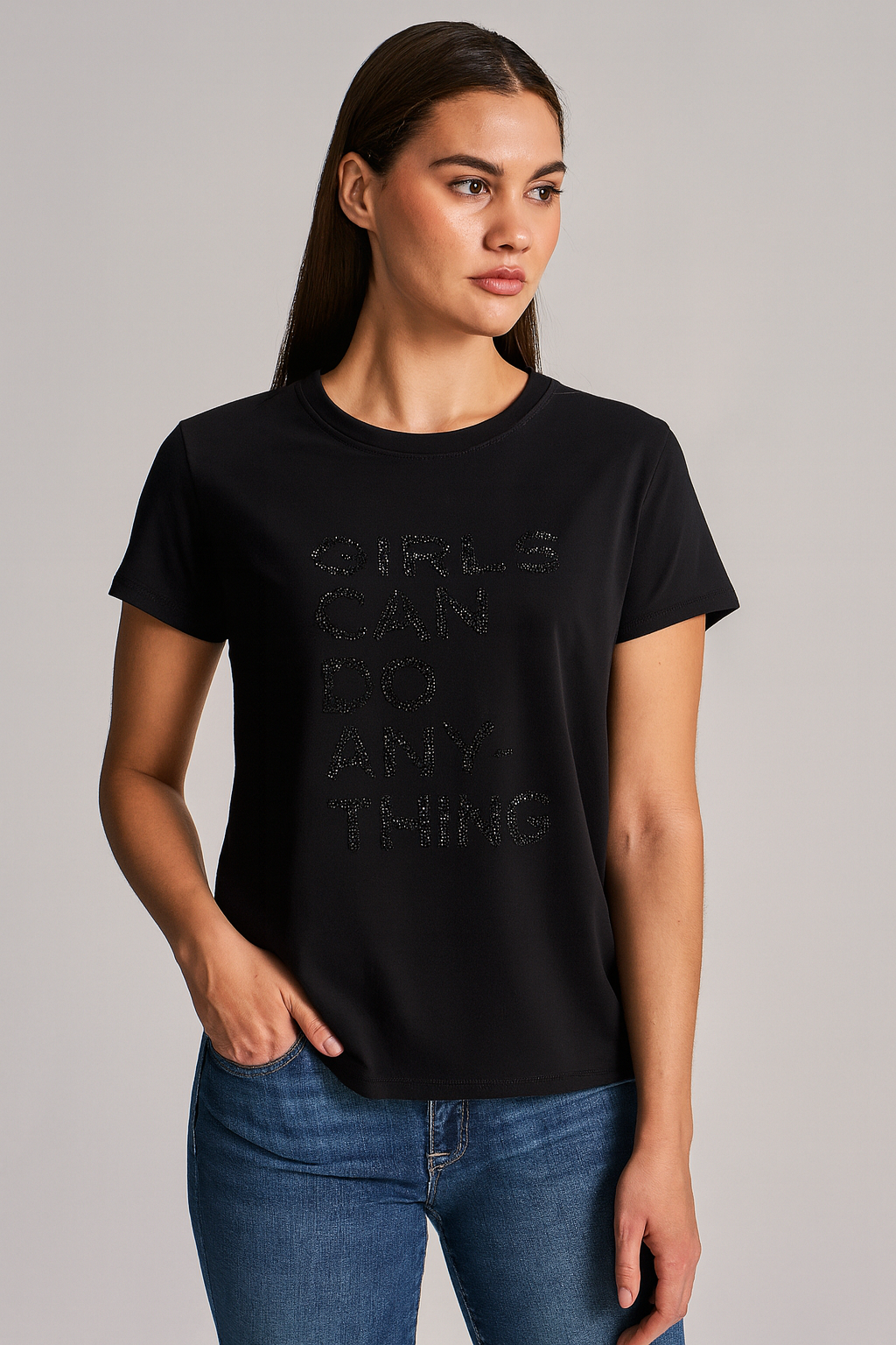 Sunshine T-shirt - Girls Can Do Anything Strass Marta du Chateau