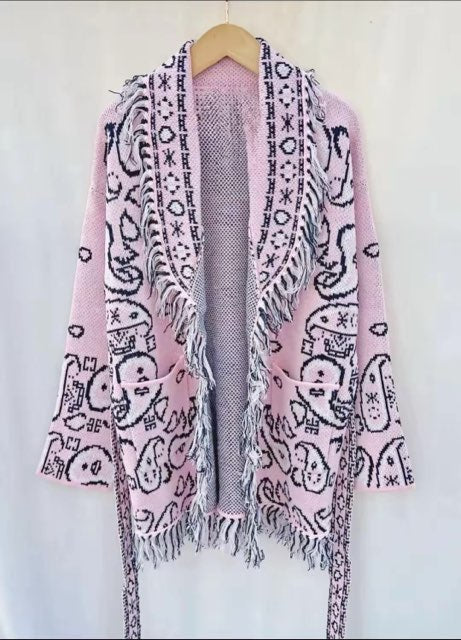 Stickad cardigan - rosa