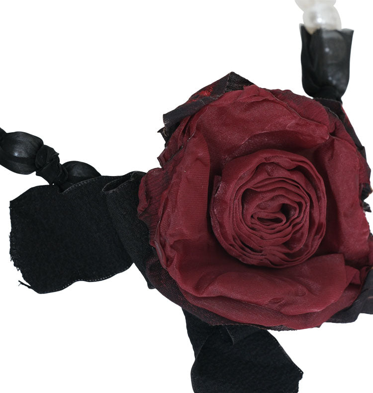 Evelina Neckless Black - Red Rose