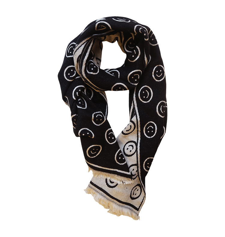 Smile Scarf - svart/beige