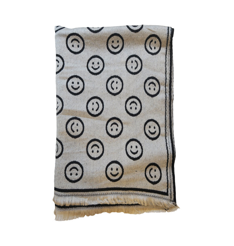 Smile Scarf - svart/beige