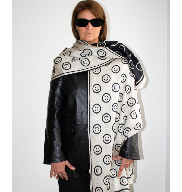 Smile Scarf - svart/beige