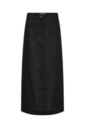 IVY-Augusta 70's Linen Skirt Black - Svart Linnekjol Retro