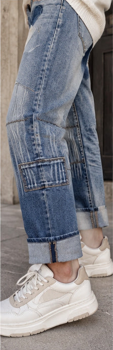 Love Patch – Blå stretchjeans med hjärtan | BohoBeauty
