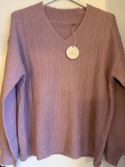 Cozy Knit V-Neck – Old rose