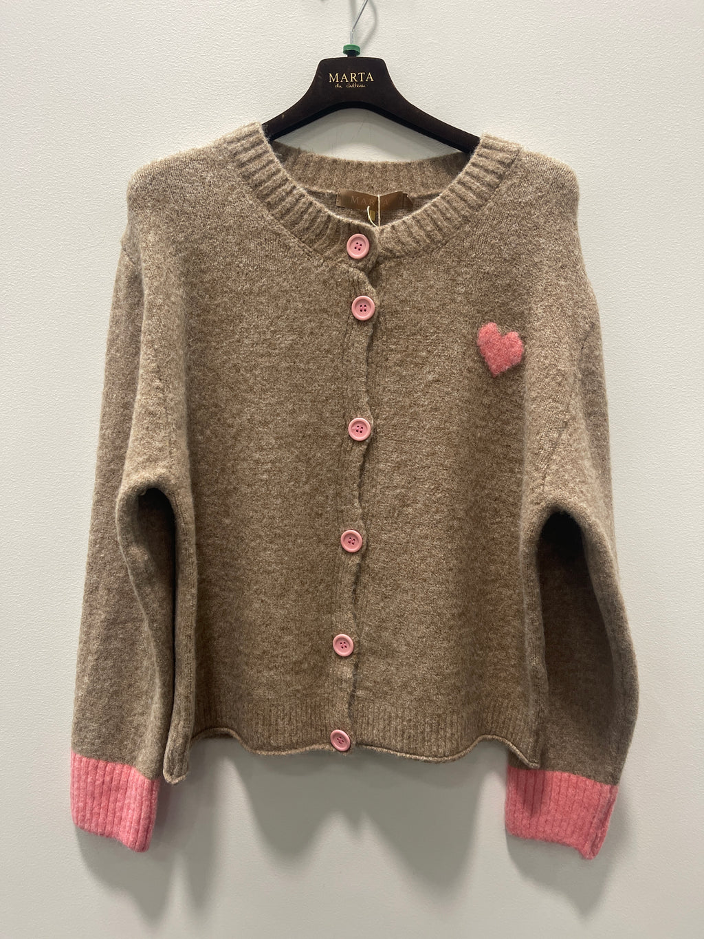 Stickad Cardigan Beige - Hjärta Varm Kofta Marta du Chateau