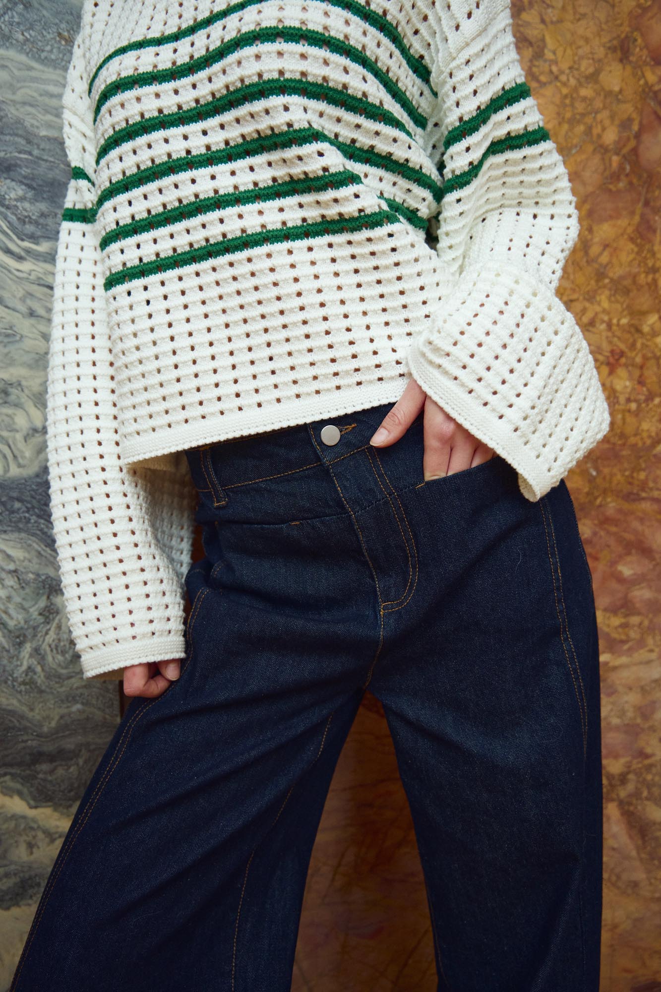 Leen Knit Talani Green Stripe