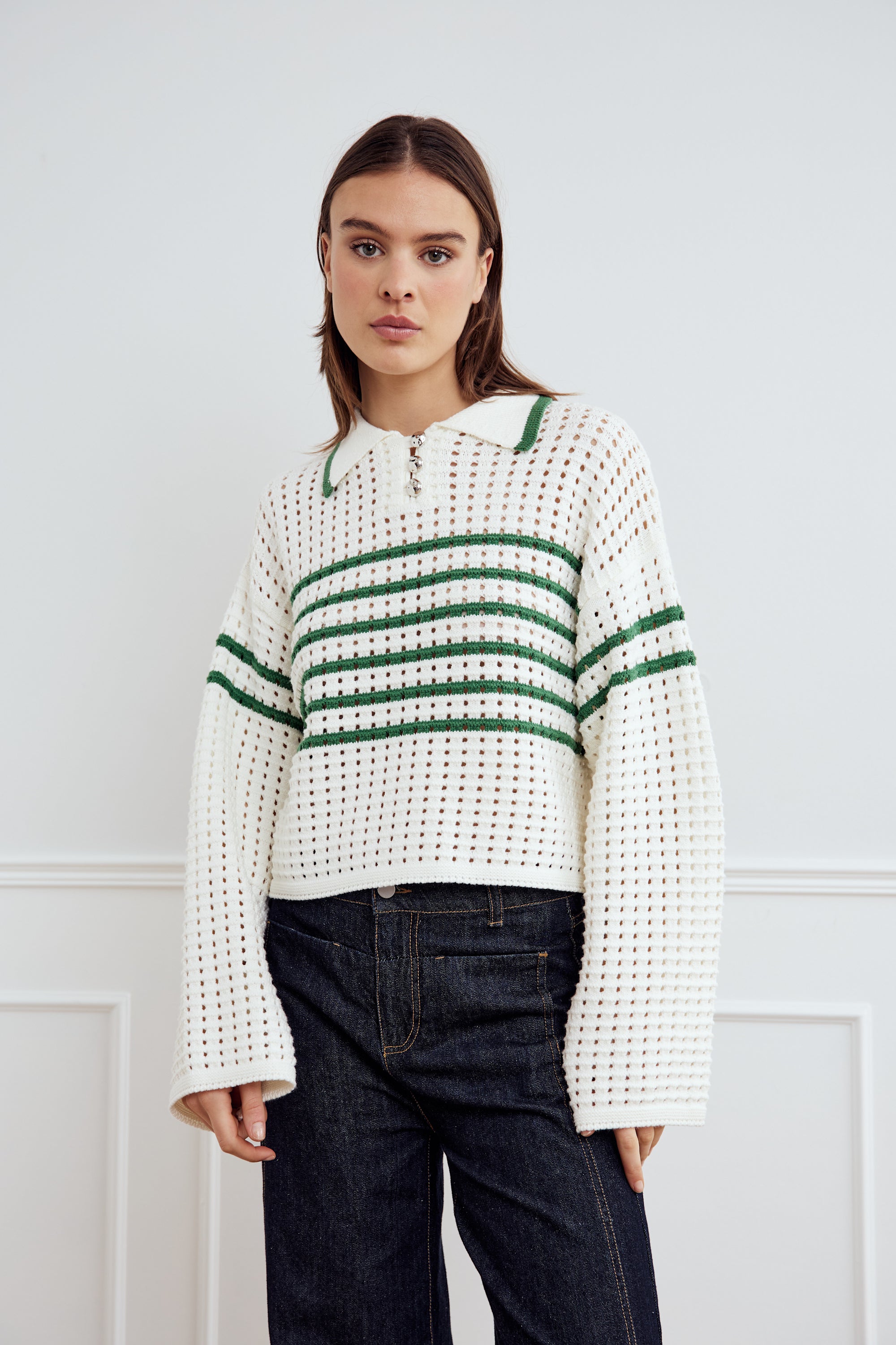 Leen Knit Talani Green Stripe