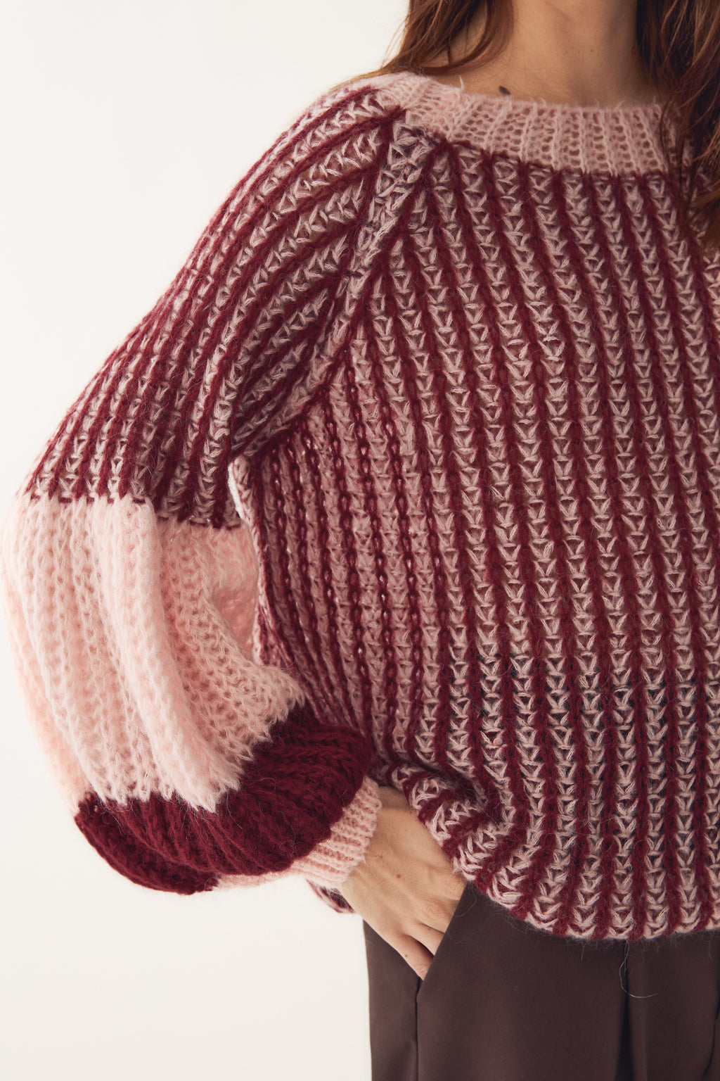Liana Knit Sweater Rosa - Vinröd