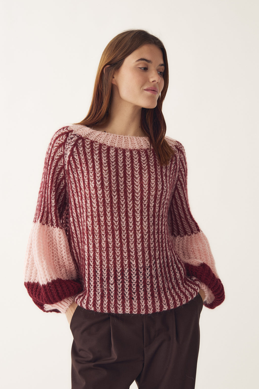 Liana Knit Sweater Rosa - Vinröd