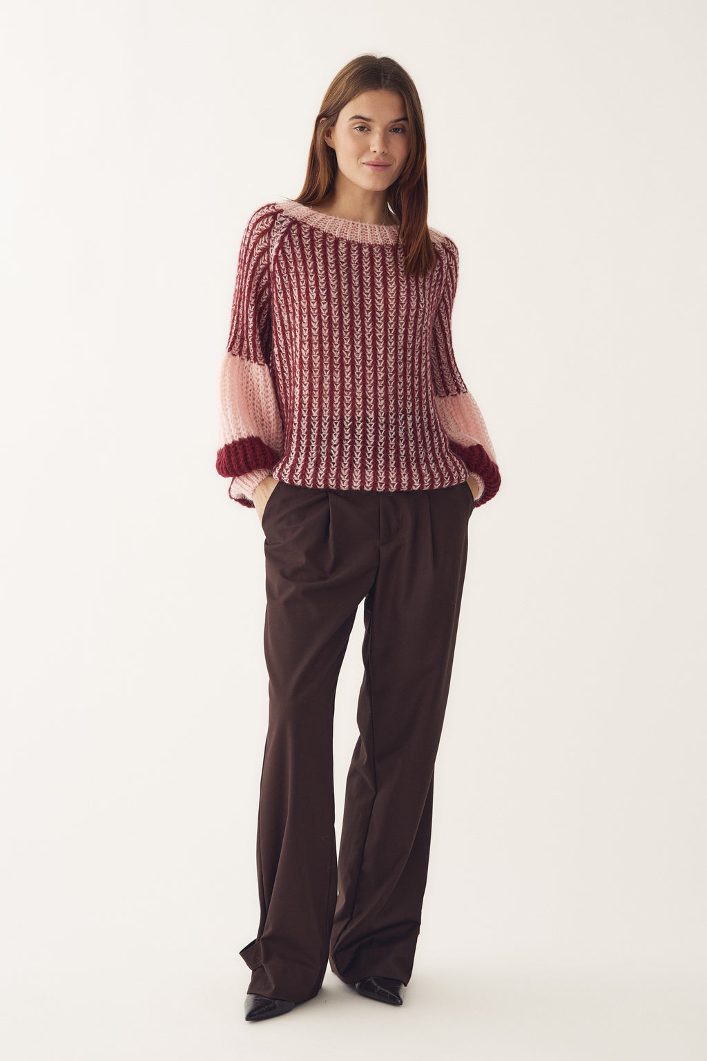 Liana Knit Sweater Rosa - Vinröd