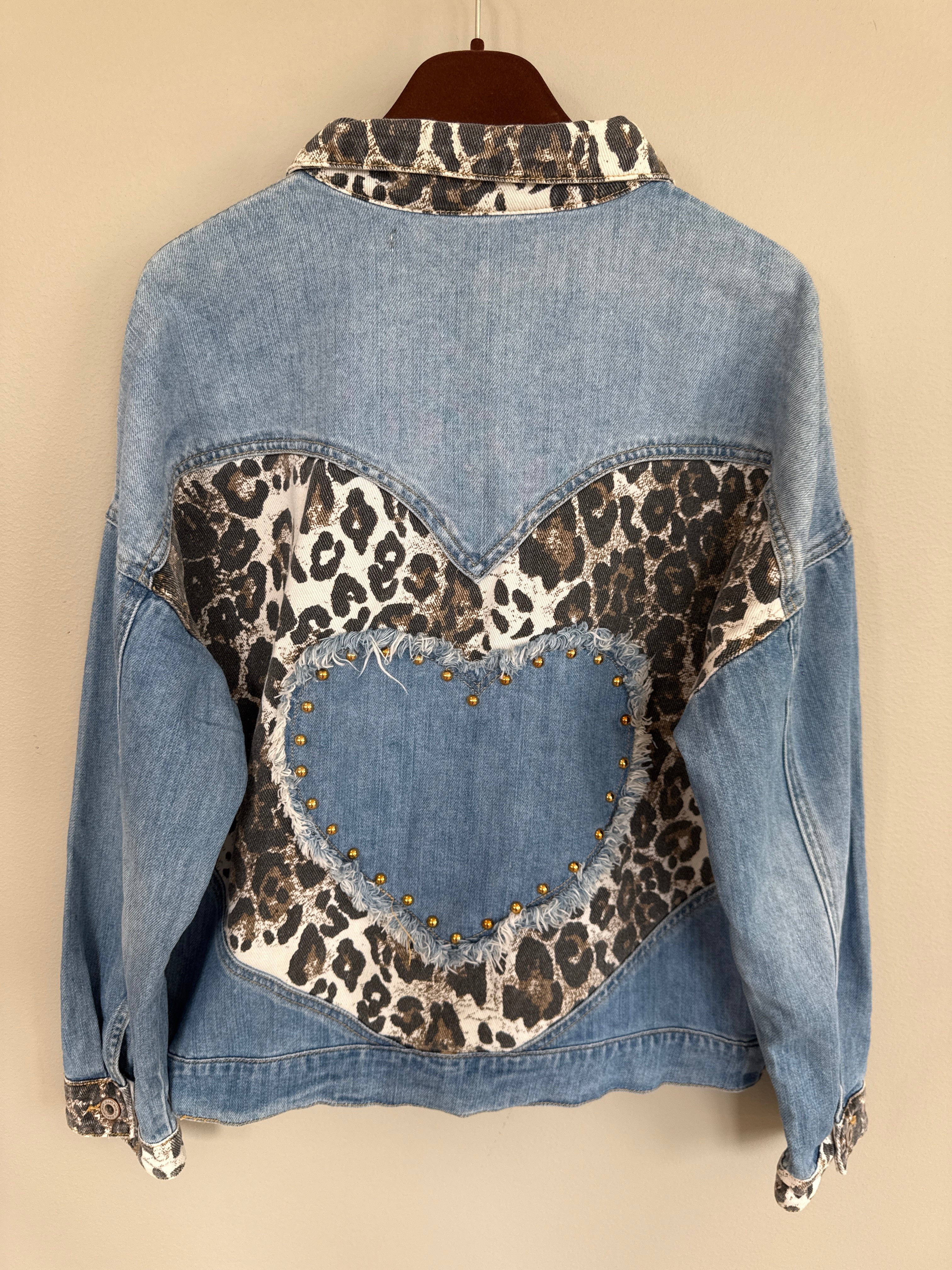 Ashlyn Denim Jacket – Leopard & Studs