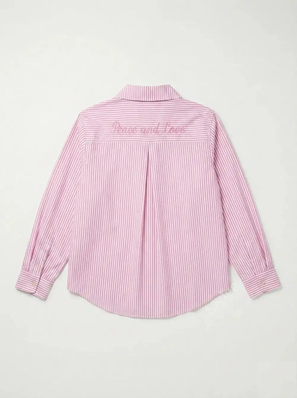 Randig Skjorta Peace And Love - Rosa/Vit med Hjärtbroderi