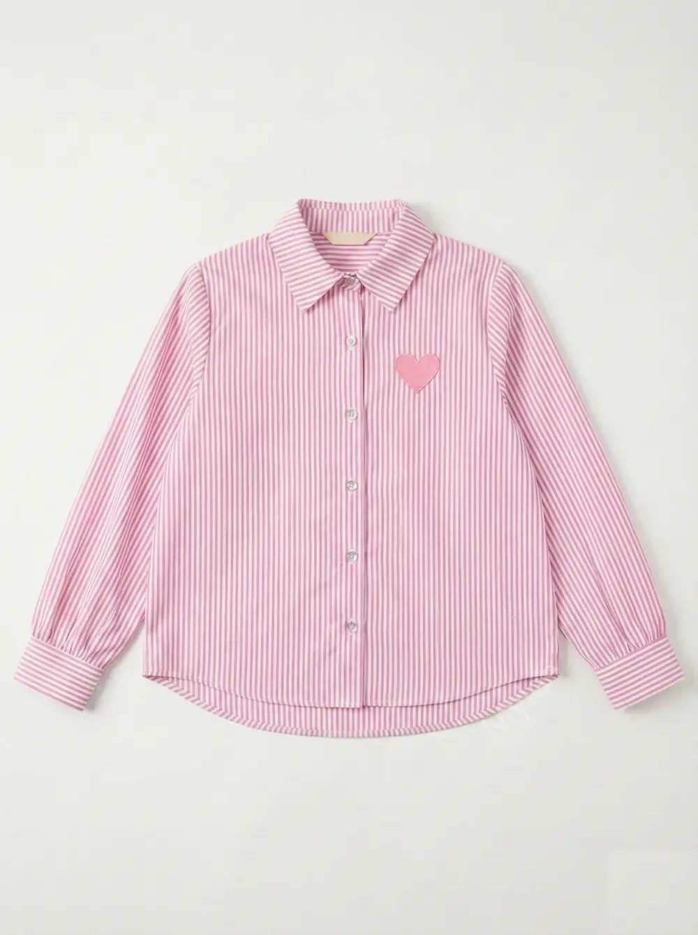 Randig Skjorta Peace And Love - Rosa/Vit med Hjärtbroderi