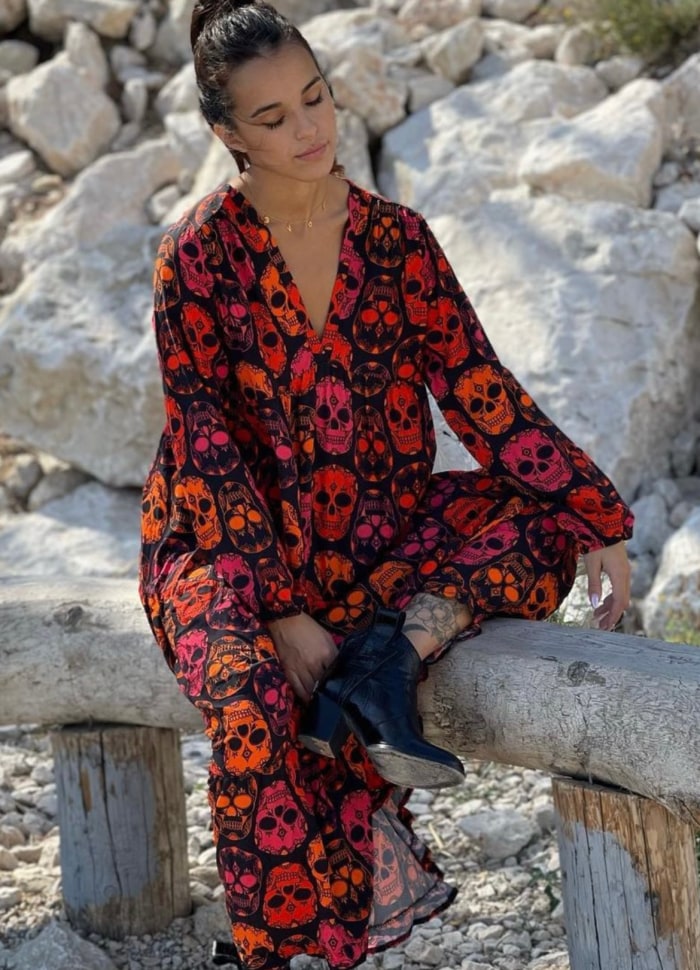 Klänning Banditas from Marseille - Orange - Black